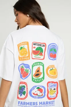 T-shirt À Imprimé Dos Autocollants Marché Fermier