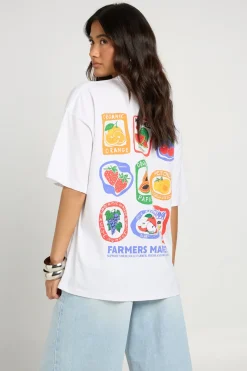 T-shirt À Imprimé Dos Autocollants Marché Fermier