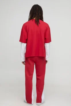 boohooMAN T-shirt imprimé à effet de fausse superposition, délavé et surdimensionné<Homme T-Shirts Impriméstendances|T-Shirts