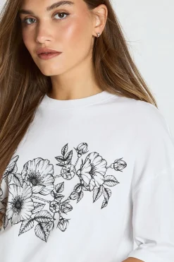 T-shirt imprimé à esquisse florale