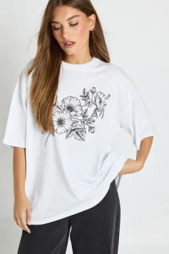 T-shirt imprimé à esquisse florale
