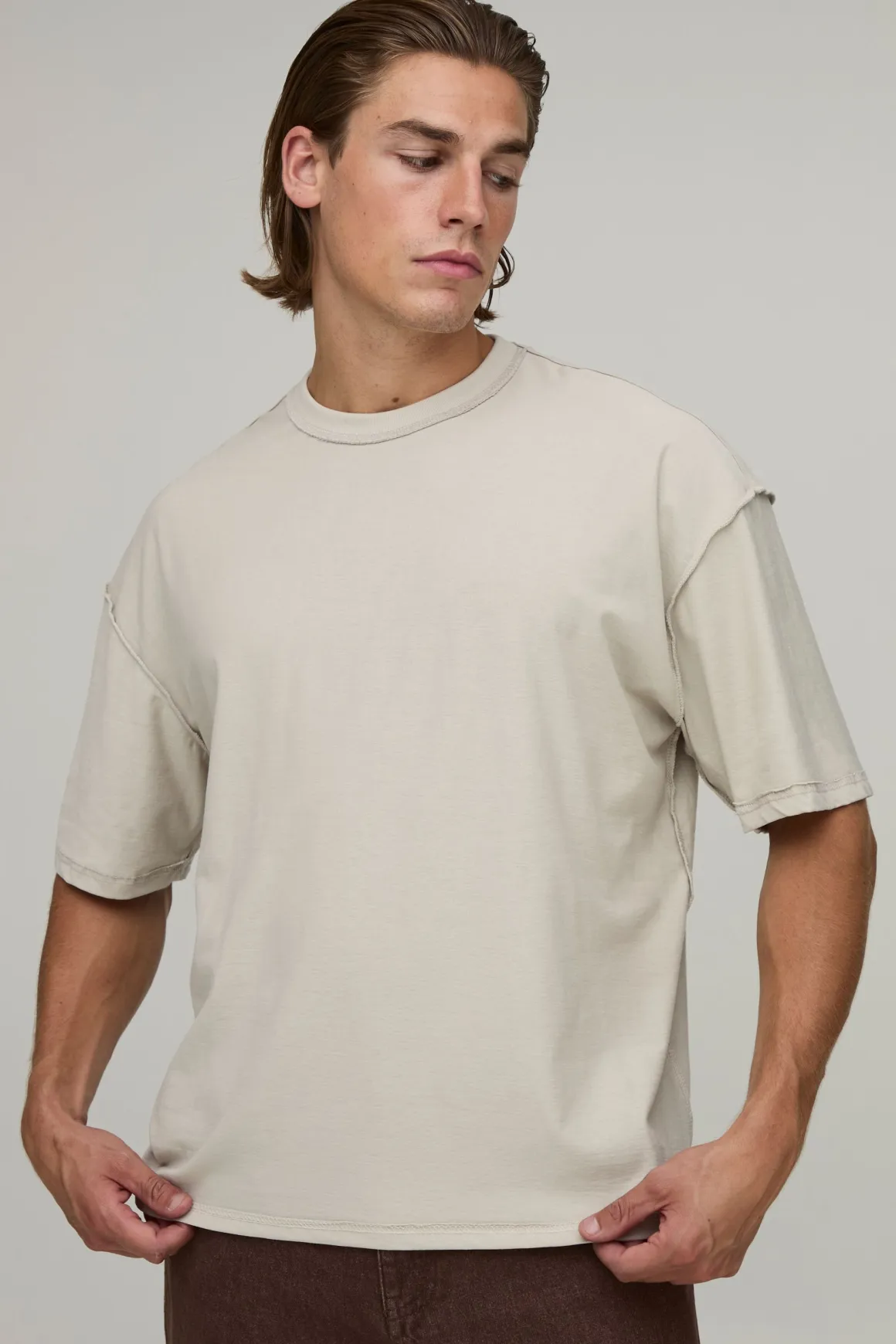 T-shirt Imprimé Floral À Pois Pierre Coupe Oversize Boxy Avec Coutures Apparentes