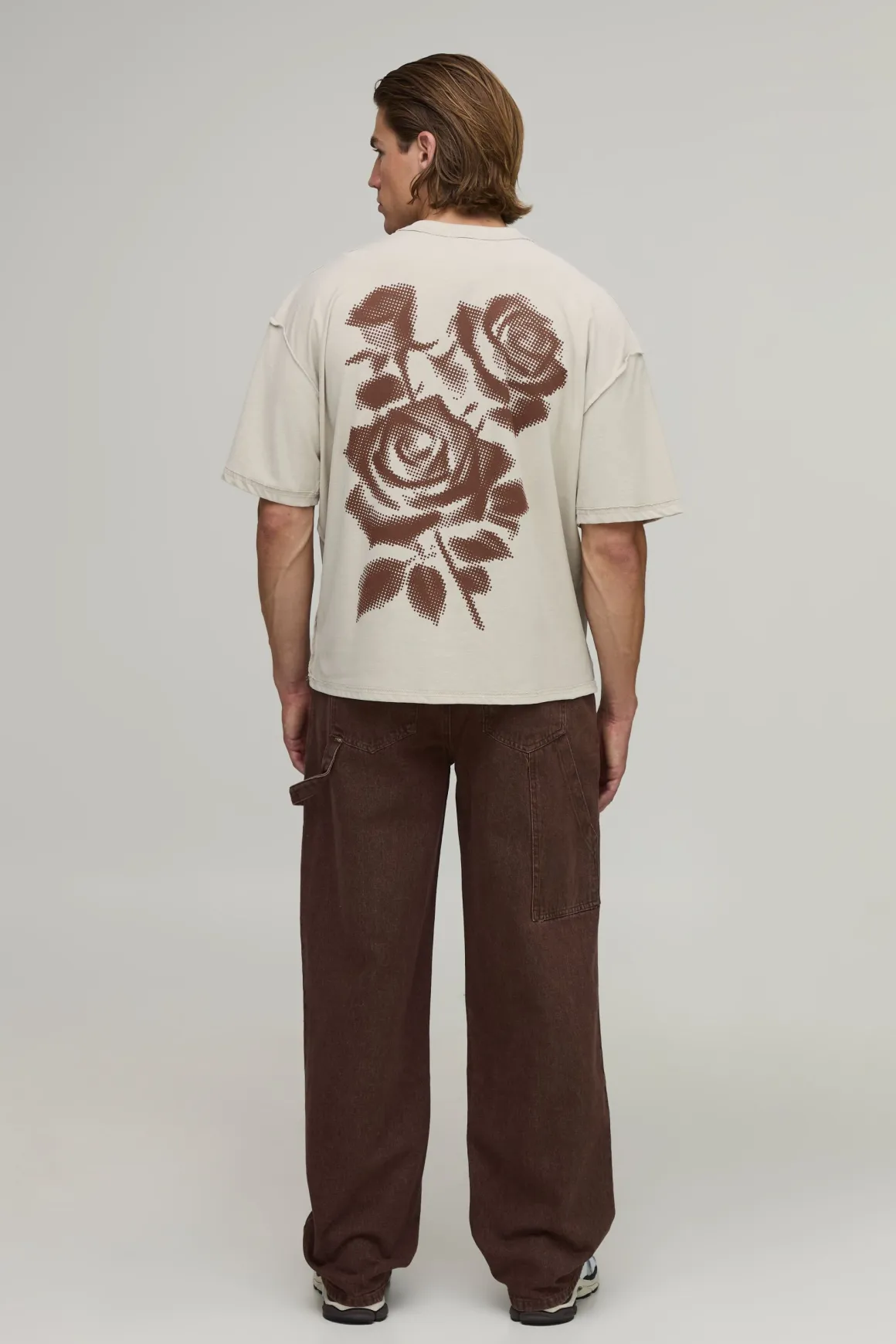 T-shirt Imprimé Floral À Pois Pierre Coupe Oversize Boxy Avec Coutures Apparentes