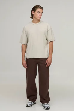 T-shirt Imprimé Floral À Pois Pierre Coupe Oversize Boxy Avec Coutures Apparentes