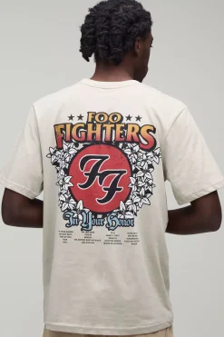 boohooMAN T-shirt Imprimé Floral Sous Licence Officielle Foo Fighters Coupe Regular<Homme T-Shirts Impriméstendances|T-Shirts