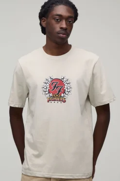 boohooMAN T-shirt Imprimé Floral Sous Licence Officielle Foo Fighters Coupe Regular<Homme T-Shirts Impriméstendances|T-Shirts