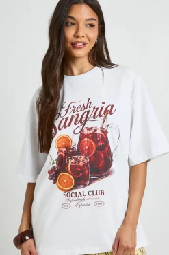 boohoo T-shirt Imprimé Fresh Sangria Social Club<Femme Tops