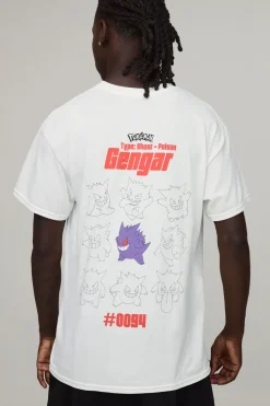 boohooMAN T-shirt Imprimé Gengar Pokemon Licence Officielle Coupe Oversize<Homme T-Shirts Impriméstendances|T-Shirts