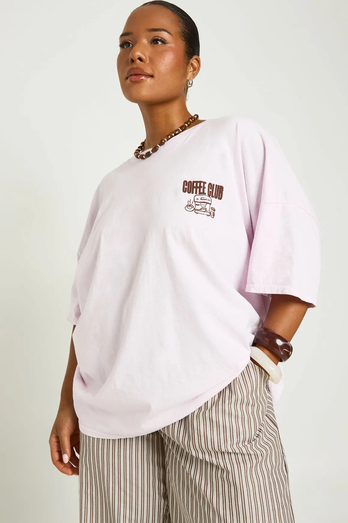 T-shirt Imprimé Grande Taille Coffee Club