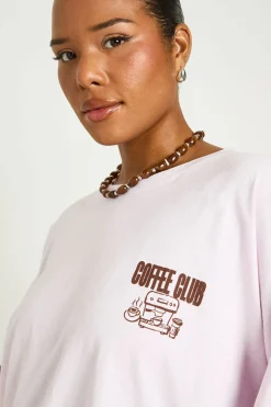 T-shirt Imprimé Grande Taille Coffee Club