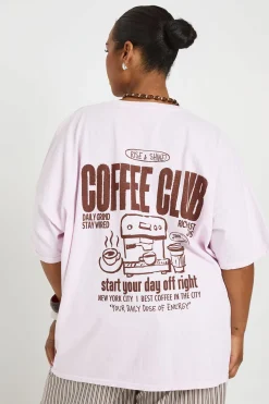 T-shirt Imprimé Grande Taille Coffee Club