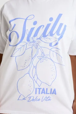 boohoo T-shirt Imprimé Grande Taille La Dolce Vita<Femme Tops