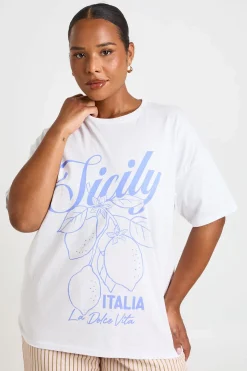 boohoo T-shirt Imprimé Grande Taille La Dolce Vita<Femme Tops