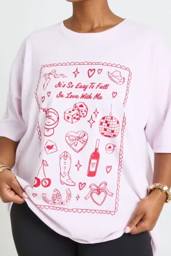 boohoo T-shirt Imprimé Grande Taille Plus Facile De Tomber Amoureuse<Femme Tops