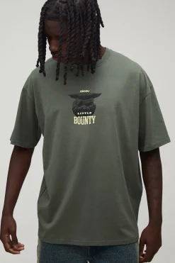 T-shirt Imprimé Grogu The Mandalorian Sous Licence Officielle Coupe Oversize