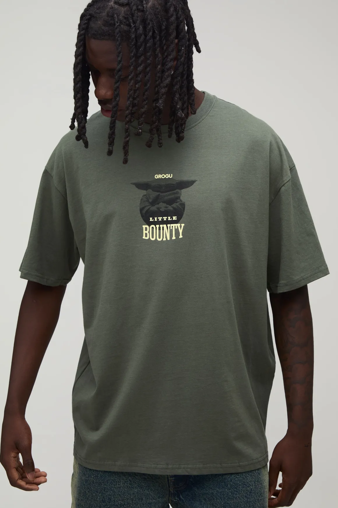 T-shirt Imprimé Grogu The Mandalorian Sous Licence Officielle Coupe Oversize