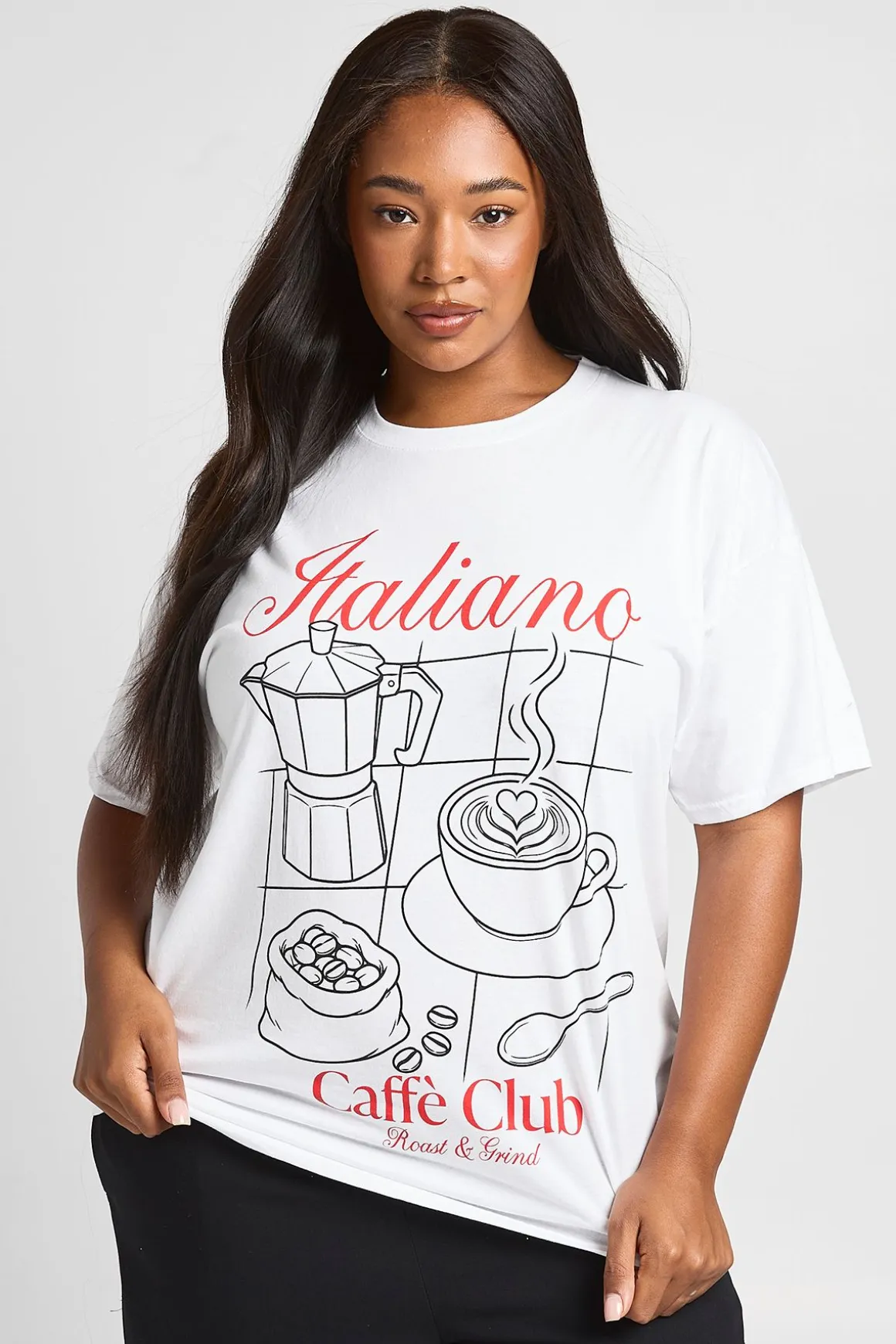 T-shirt Imprimé Italiano Caffè Club Grande Taille