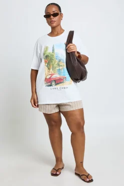 boohoo T-shirt Imprimé Lac De Côme Grande Taille<Femme Tops