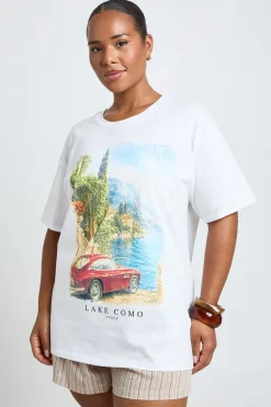 boohoo T-shirt Imprimé Lac De Côme Grande Taille<Femme Tops