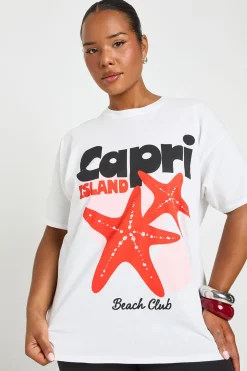 T-shirt Imprimé Île De Capri Grande Taille