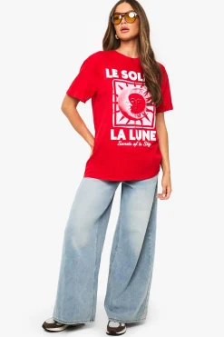boohoo T-shirt imprimé Le Soleil La Lune<Femme Tops