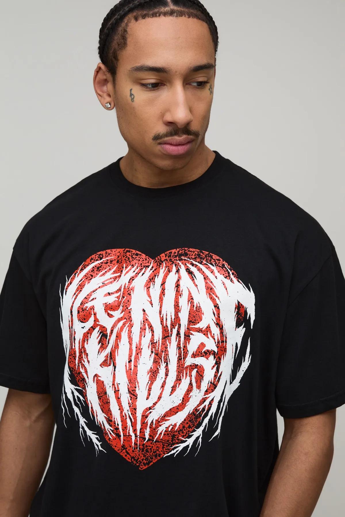 boohooMAN T-Shirt Imprimé Licence Ice Nine Kills Heart Coupe Oversize<Homme T-Shirts Impriméstendances|T-Shirts