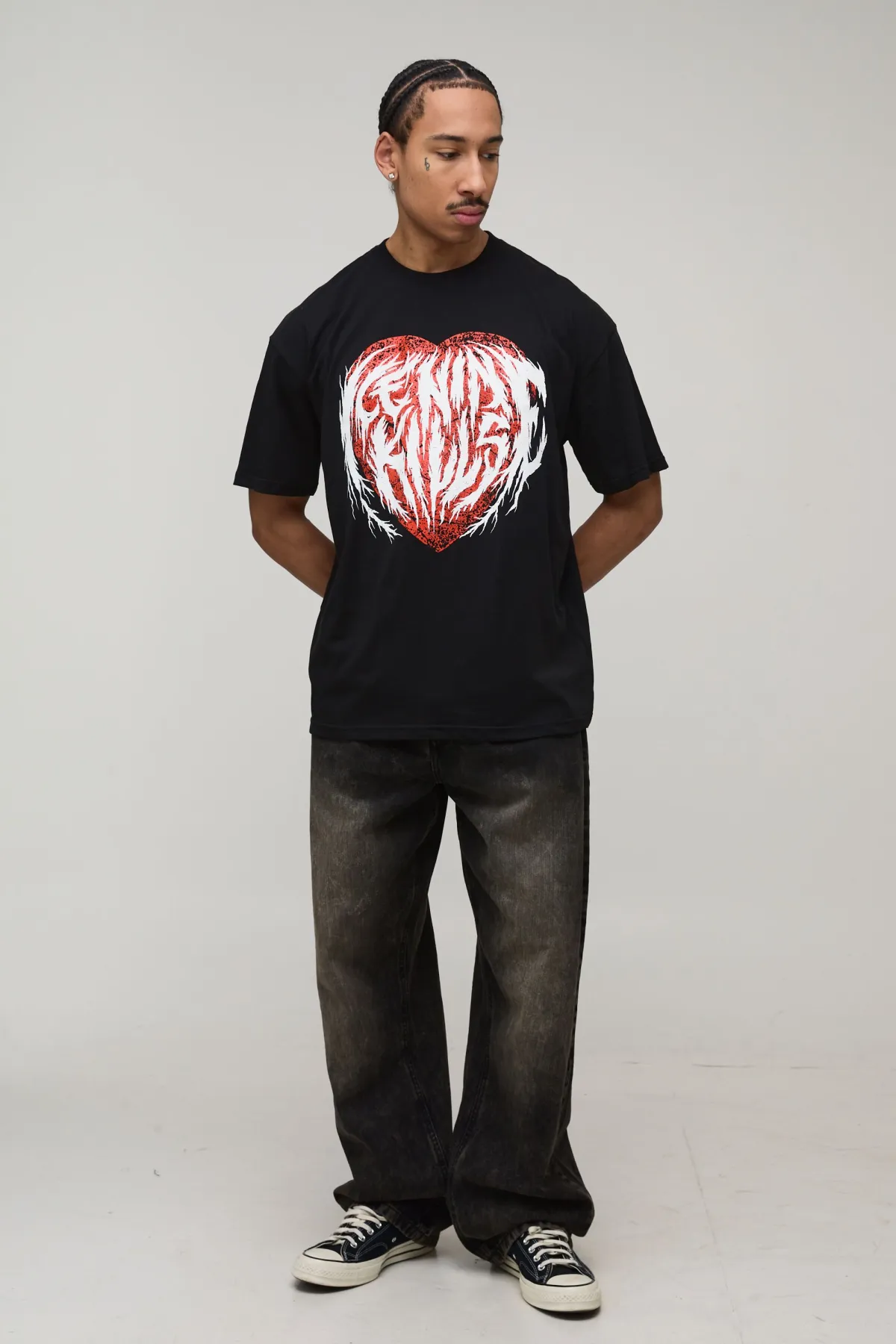 boohooMAN T-Shirt Imprimé Licence Ice Nine Kills Heart Coupe Oversize<Homme T-Shirts Impriméstendances|T-Shirts
