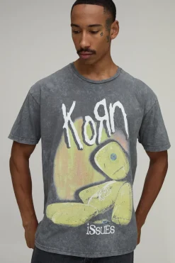 T-shirt Imprimé Licence Korn Délavé Coupe Oversize