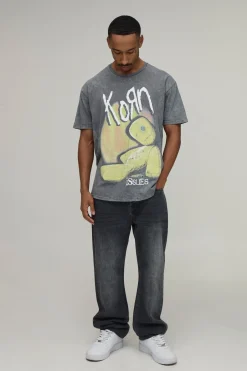 T-shirt Imprimé Licence Korn Délavé Coupe Oversize