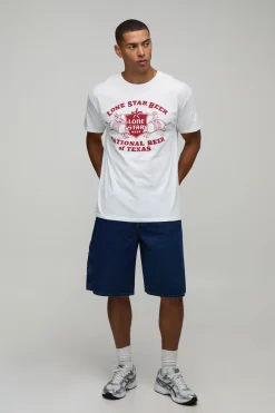 boohooMAN T-shirt Imprimé Licence Lone Star Beer Coupe Regular<Homme T-Shirts Impriméstendances|T-Shirts