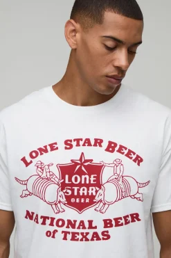 boohooMAN T-shirt Imprimé Licence Lone Star Beer Coupe Regular<Homme T-Shirts Impriméstendances|T-Shirts