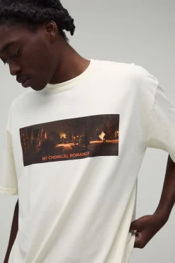boohooMAN T-shirt Imprimé Licence My Chemical Romance Coupe Oversize<Homme T-Shirts Impriméstendances|T-Shirts