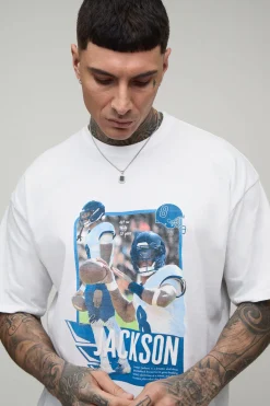 T-shirt Imprimé Licence Nflpa Lamar Jackson Coupe Oversize Tall