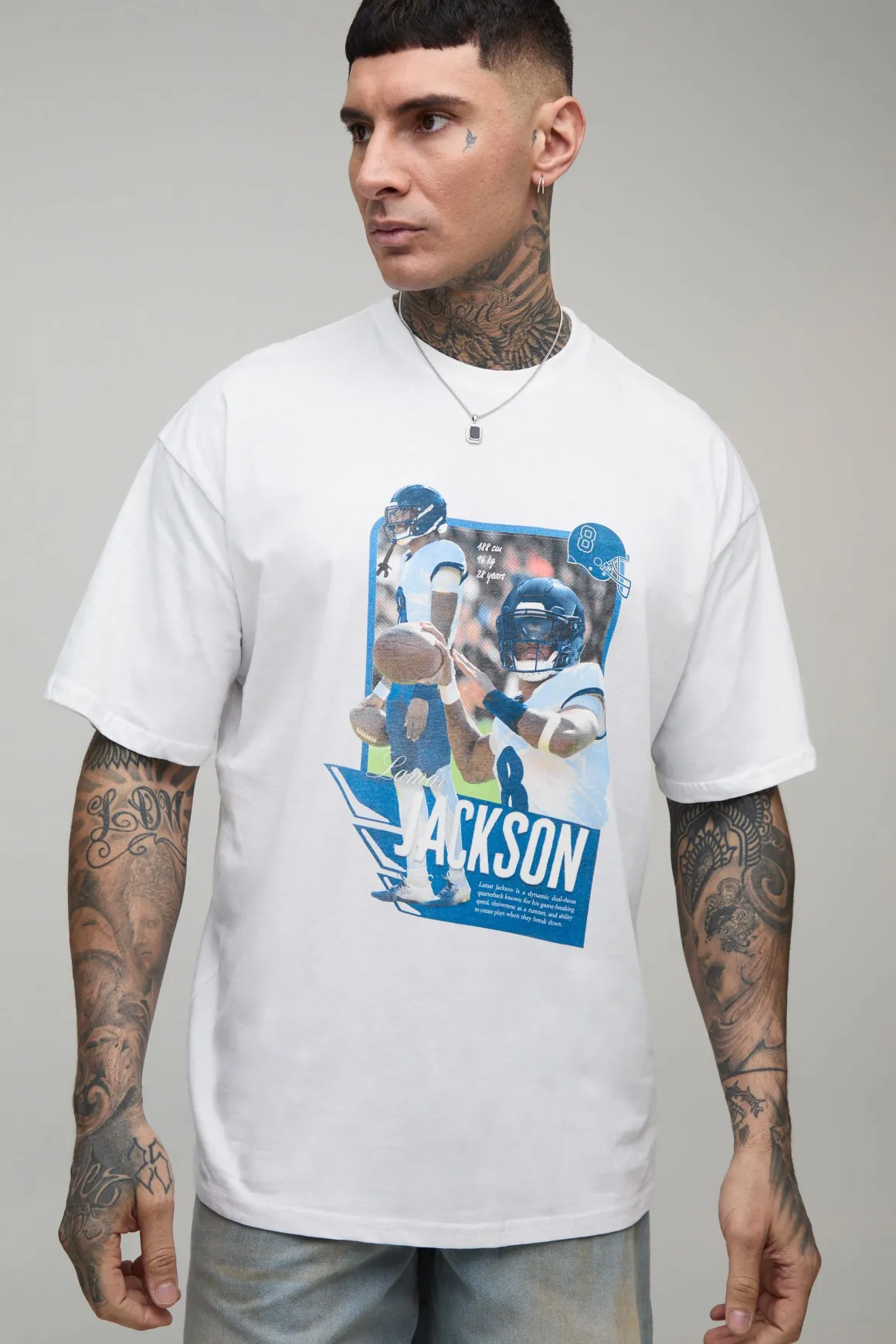 T-shirt Imprimé Licence Nflpa Lamar Jackson Coupe Oversize Tall