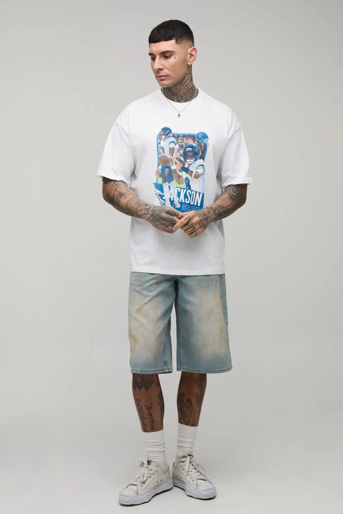 T-shirt Imprimé Licence Nflpa Lamar Jackson Coupe Oversize Tall