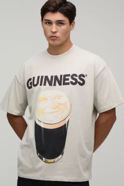 T-shirt Imprimé Licence Pinte Guinness Coupe Oversize
