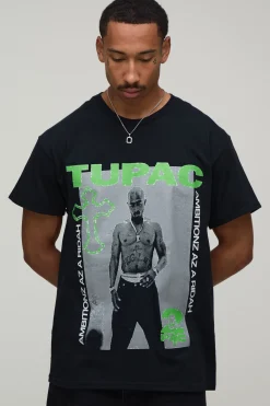 boohooMAN T-shirt Imprimé Licence Tupac Coupe Regular<Homme T-Shirts Impriméstendances|T-Shirts