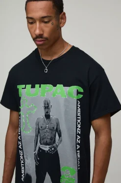 boohooMAN T-shirt Imprimé Licence Tupac Coupe Regular<Homme T-Shirts Impriméstendances|T-Shirts