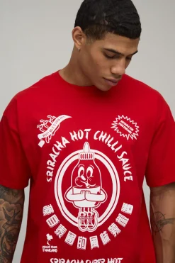 T-shirt Imprimé License Surdimensionné Sauce Pimentée Siracha