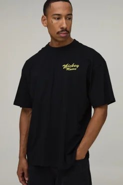 boohooMAN T-shirt Imprimé Mickey Mouse Sous Licence Oversize<Homme T-Shirts Impriméstendances|T-Shirts
