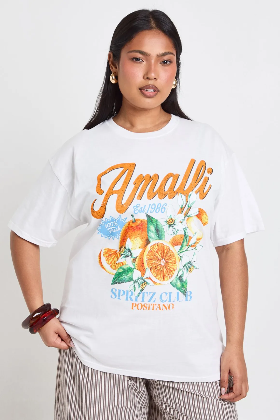 T-shirt Imprimé Oranges D'amalfi Grande Taille