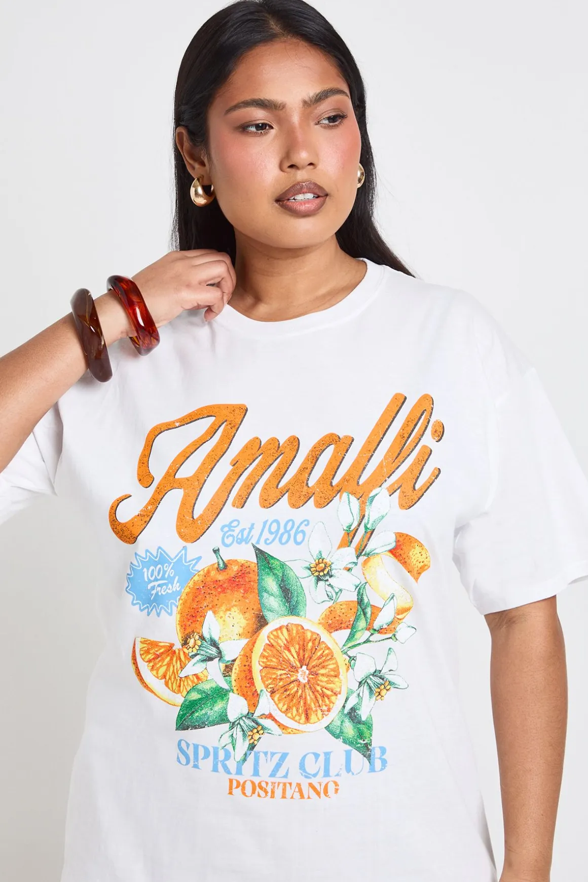 T-shirt Imprimé Oranges D'amalfi Grande Taille