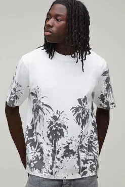 T-shirt À Imprimé Palmier Contrasté Coupe Regular