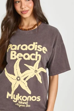 boohoo T-shirt Imprimé Paradise Beach<Femme Tops