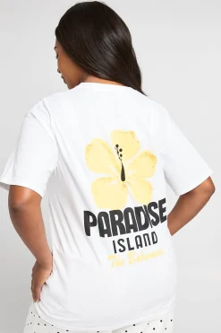 boohoo T-shirt Imprimé Paradise Island Grande Taille<Femme Tops