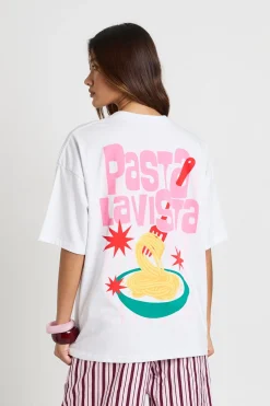 boohoo T-shirt Imprimé Pasta La Vista Recto Verso<Femme Tops