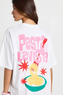 boohoo T-shirt Imprimé Pasta La Vista Recto Verso<Femme Tops