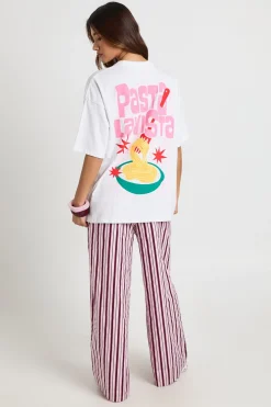 boohoo T-shirt Imprimé Pasta La Vista Recto Verso<Femme Tops
