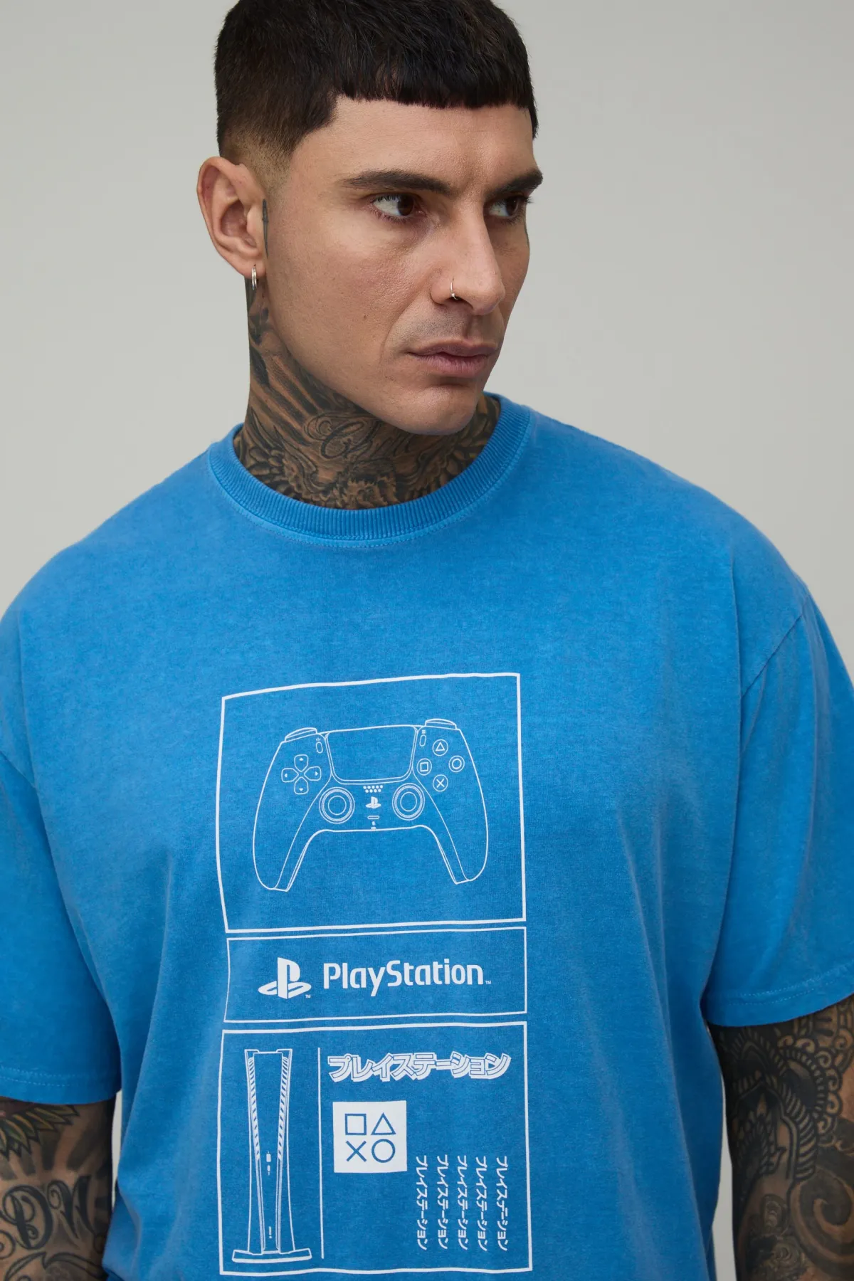 boohooMAN T-Shirt Imprimé PlayStation Licence Délavé Oversize Tall<Homme Tout Afficher|Tout Afficher