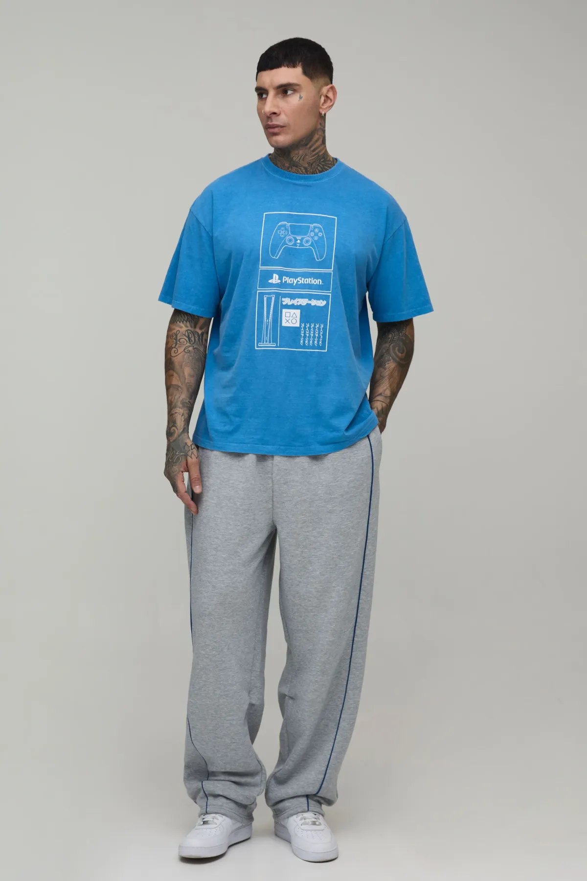 boohooMAN T-Shirt Imprimé PlayStation Licence Délavé Oversize Tall<Homme Tout Afficher|Tout Afficher